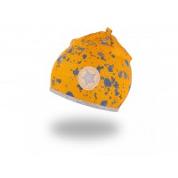 Čiapka podšitá - šafrán škvrny/šedý melír +15,00€